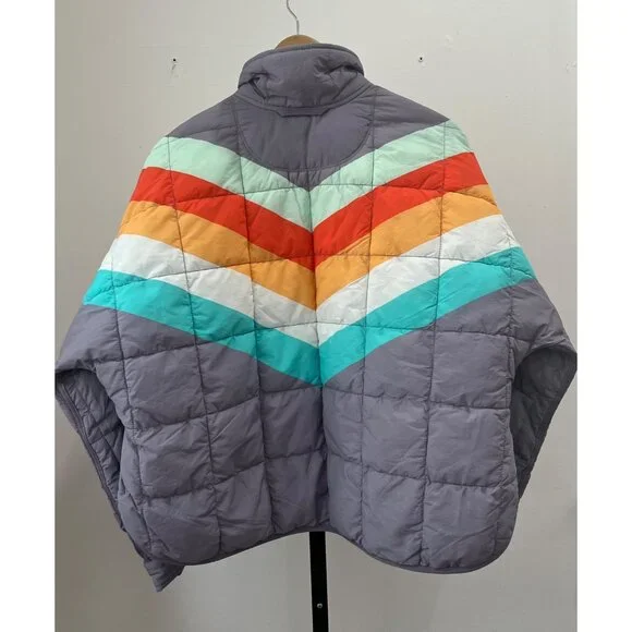 Free People FP Movement Pippa Packable Puffer Size Medium Y2K Stripes 90's - Picture 3 of 5